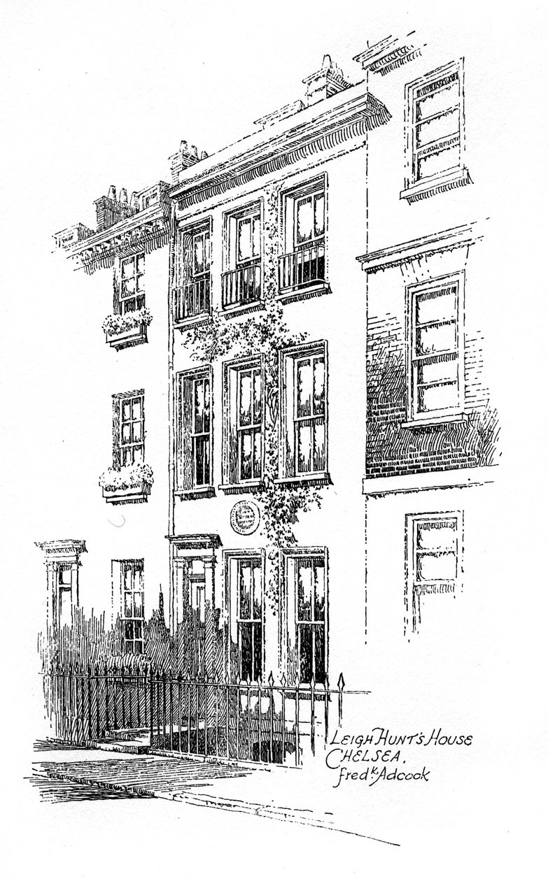 Casa di Leigh Hunt, Chelsea, Londra, 1912 da Frederick Adcock