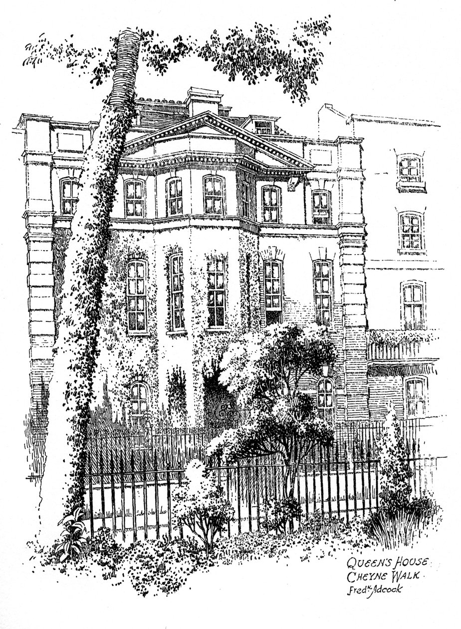 Queens House, Cheyne Walk, Chelsea, Londra, 1912 da Frederick Adcock