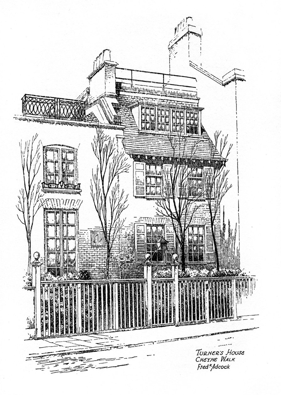 Casa di Turner, Cheyne Walk, Chelsea, Londra, 1912 da Frederick Adcock