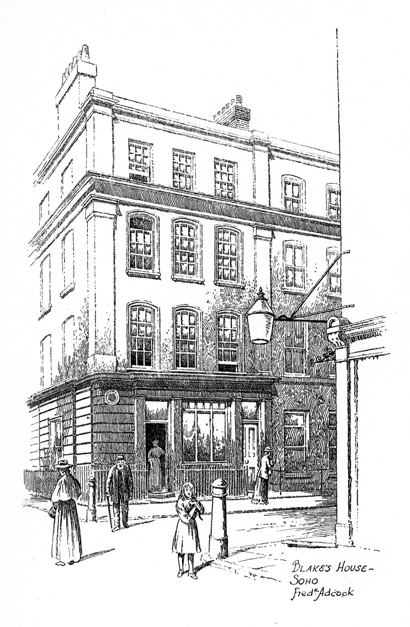 Casa di William Blake, Soho, Londra, 1912 da Frederick Adcock