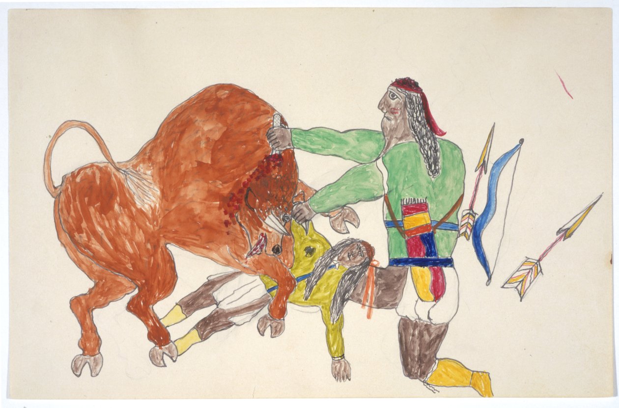Bisonte che calpesta un uomo da Frederick Gokliz