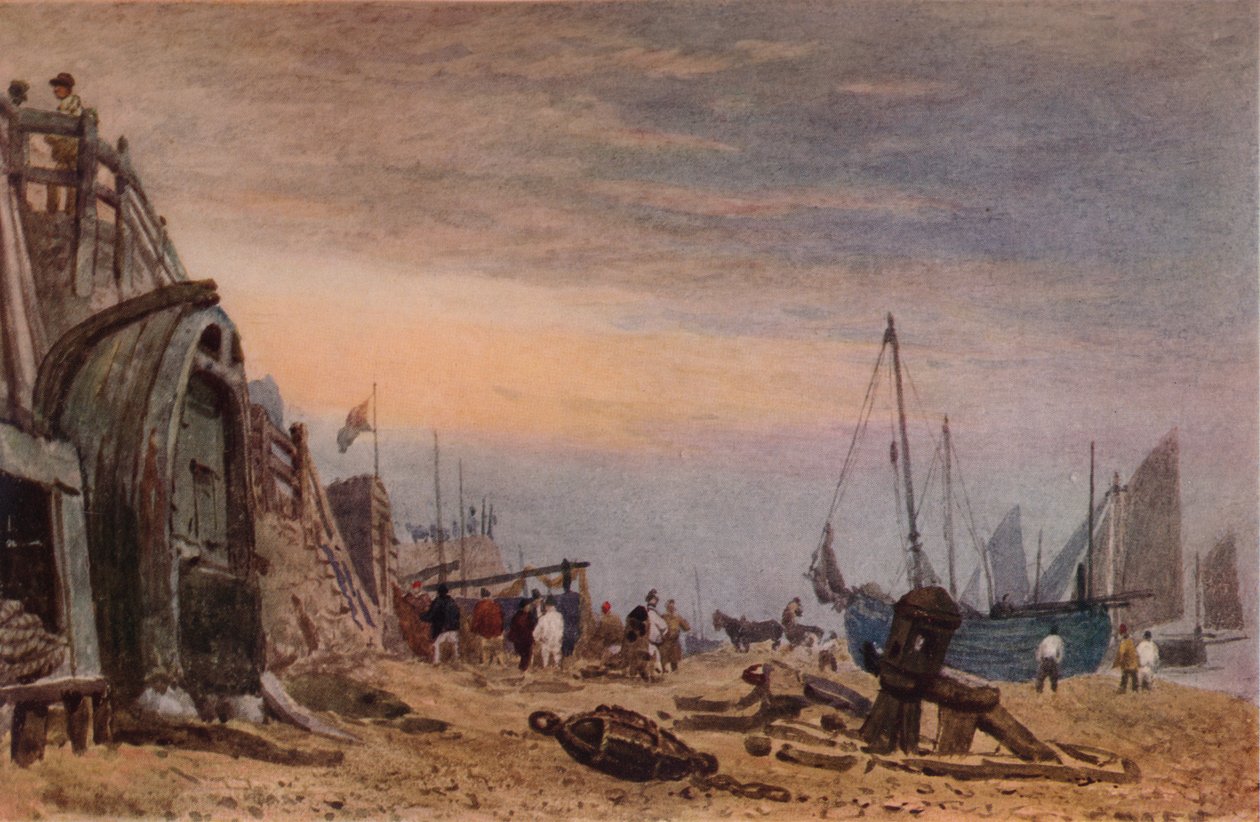 Spiaggia di Brighton, foschia che si dirada, c1820 da Frederick Nash