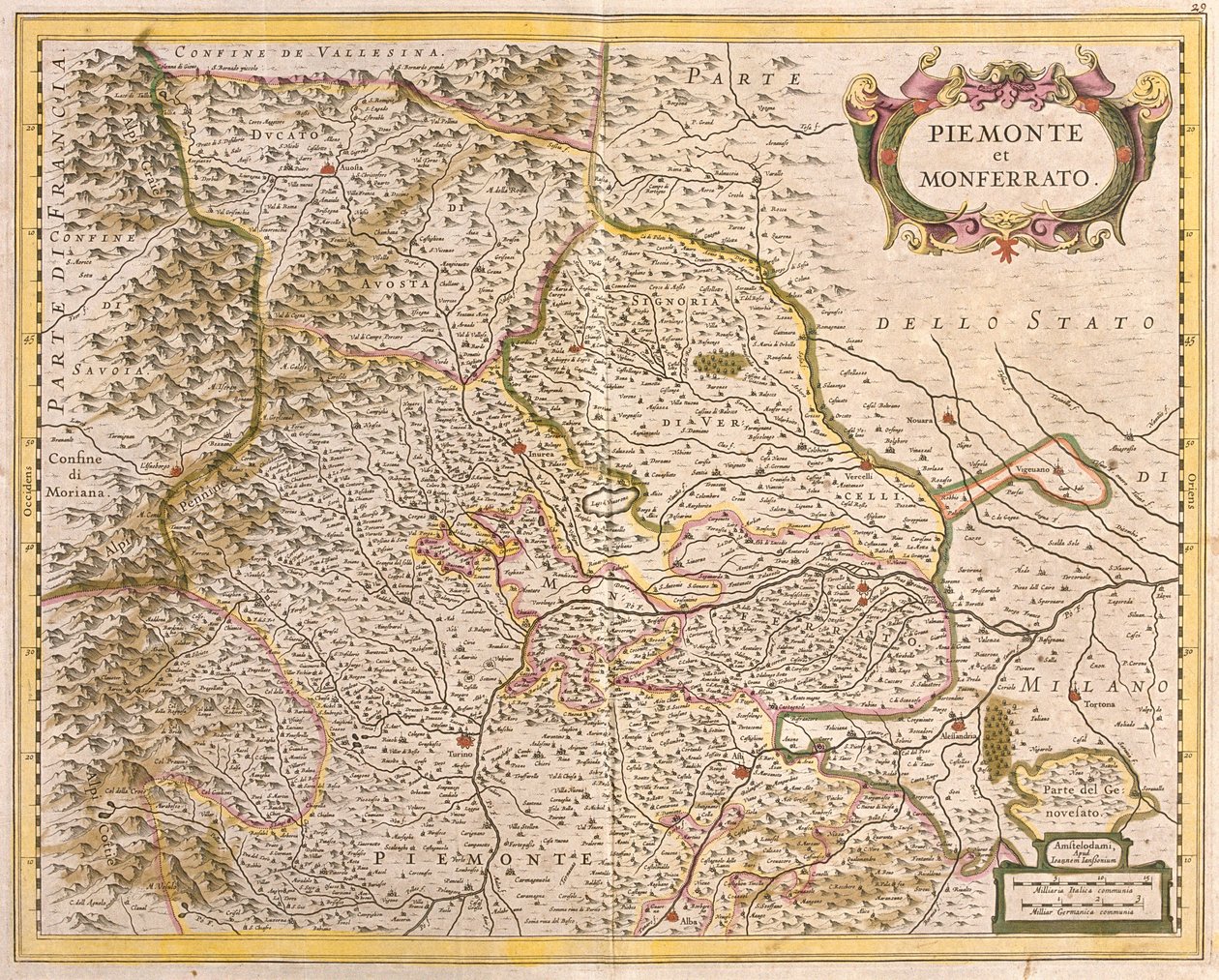 Mappa del Piemonte, Italia da Frederick de Wit