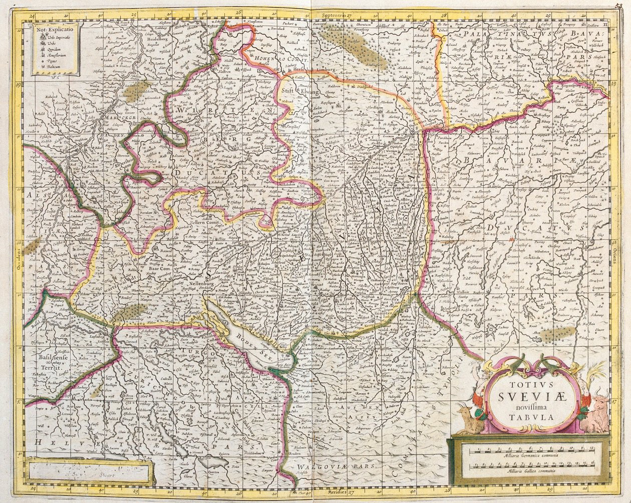 Mappa della Svevia (Germania) da Frederick de Wit