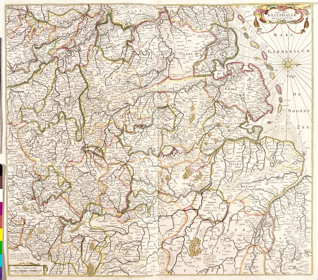 Mappa della Vestfalia (Germania) da Frederick de Wit