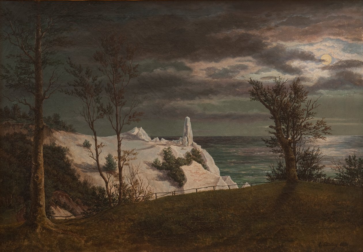 Sommerspiret a Møns Klint. Chiaro di luna da Frederik Sødring