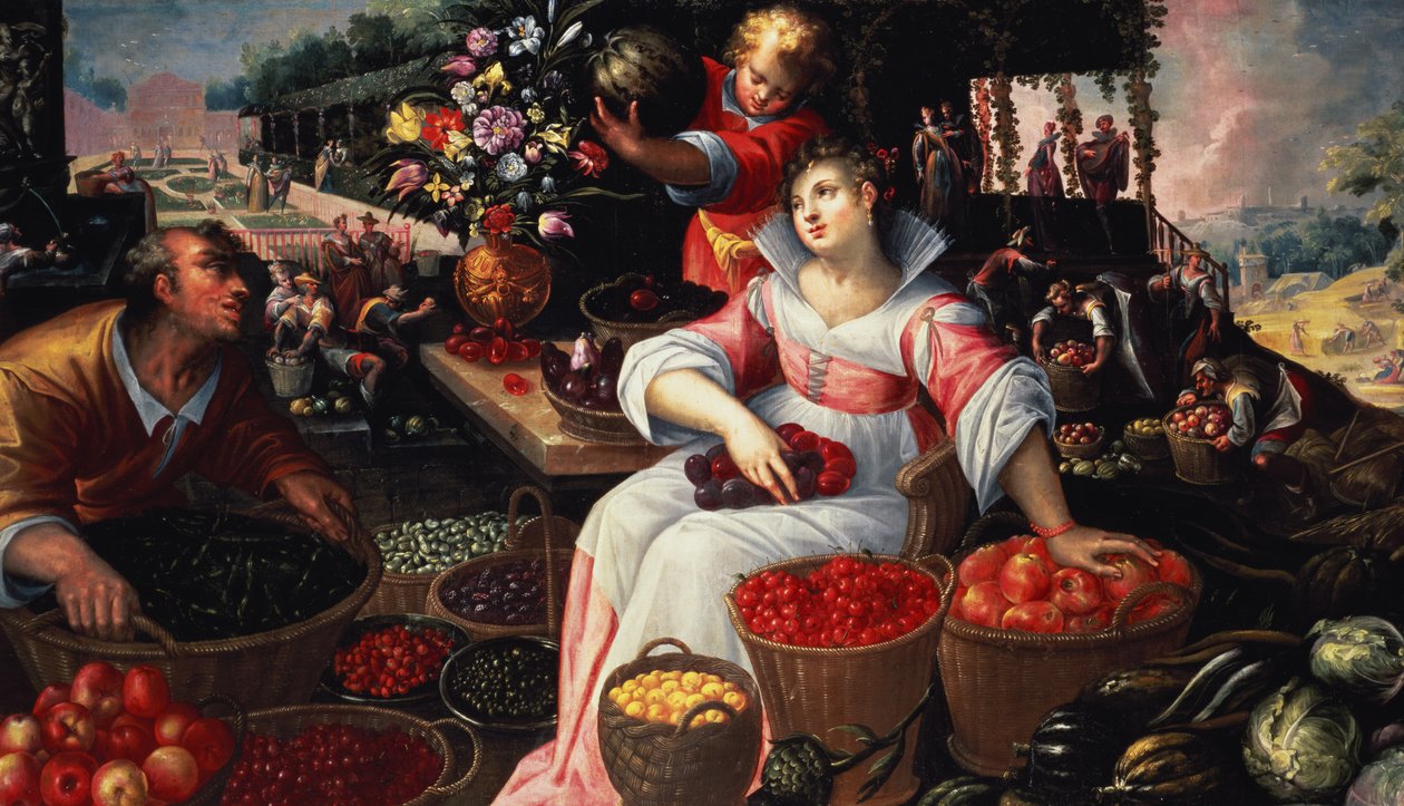 Mercato della frutta (Estate), 1590 da Frederik Valckenborch