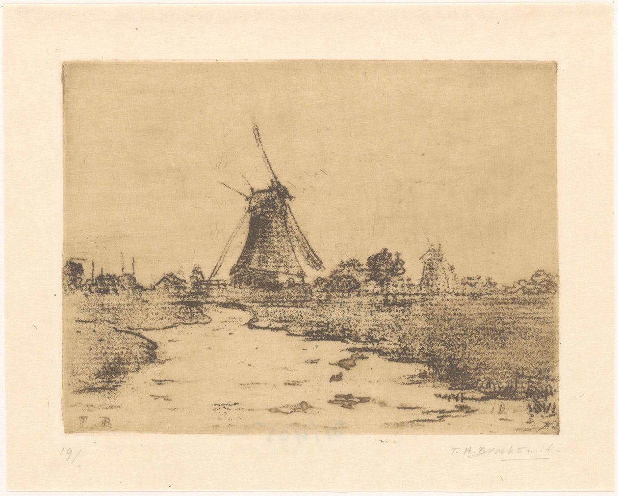 Mulino vicino a un canale da Frederika Henriëtte Broeksmit (signed by artist)