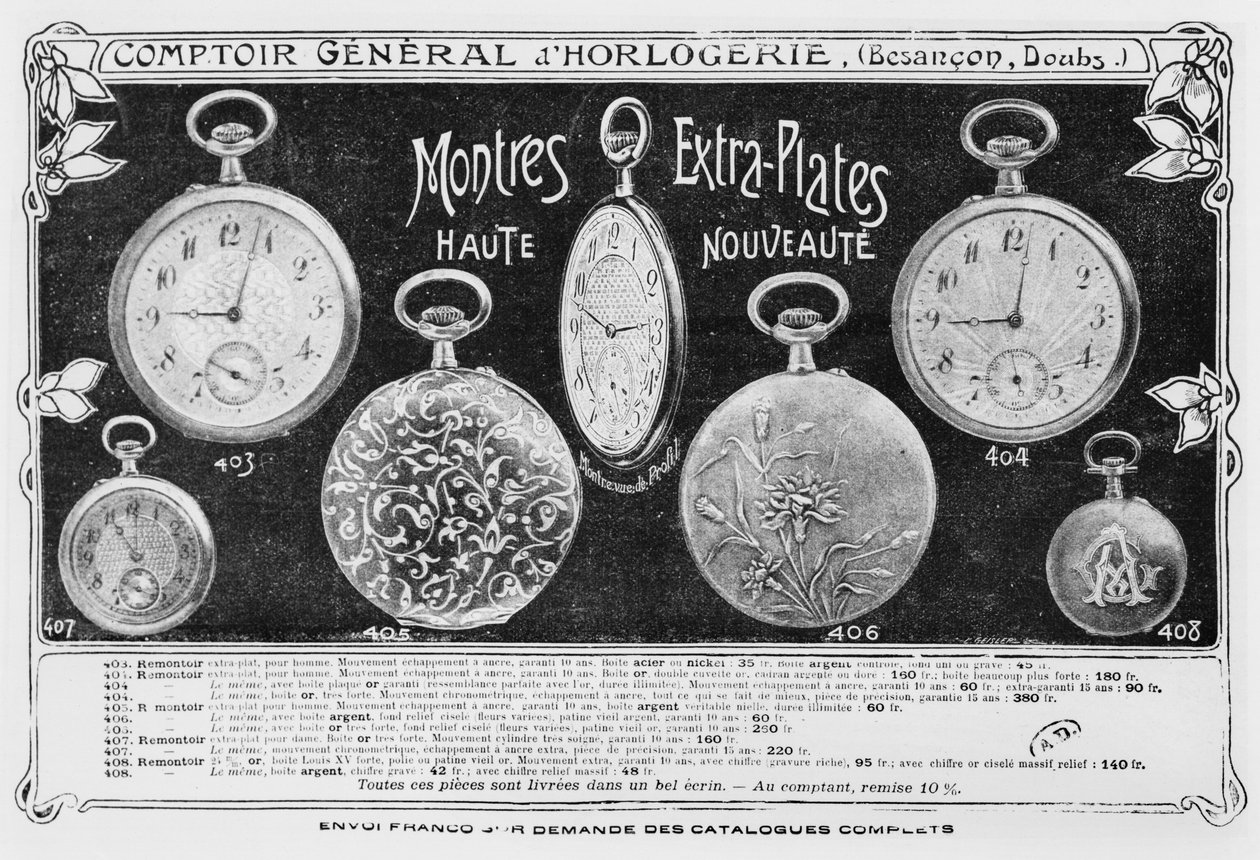 Pubblicità per orologi da tasca, Comptoir General d