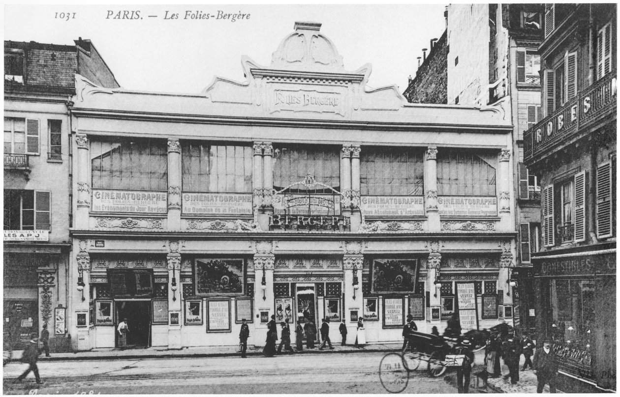 Cartolina raffigurante il Folies Bergère, rue Richer, Parigi, c.1900 da French Photographer