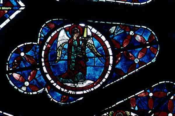 Angelo, (dettaglio) dalla finestra rosa nord, c.1223 da French School