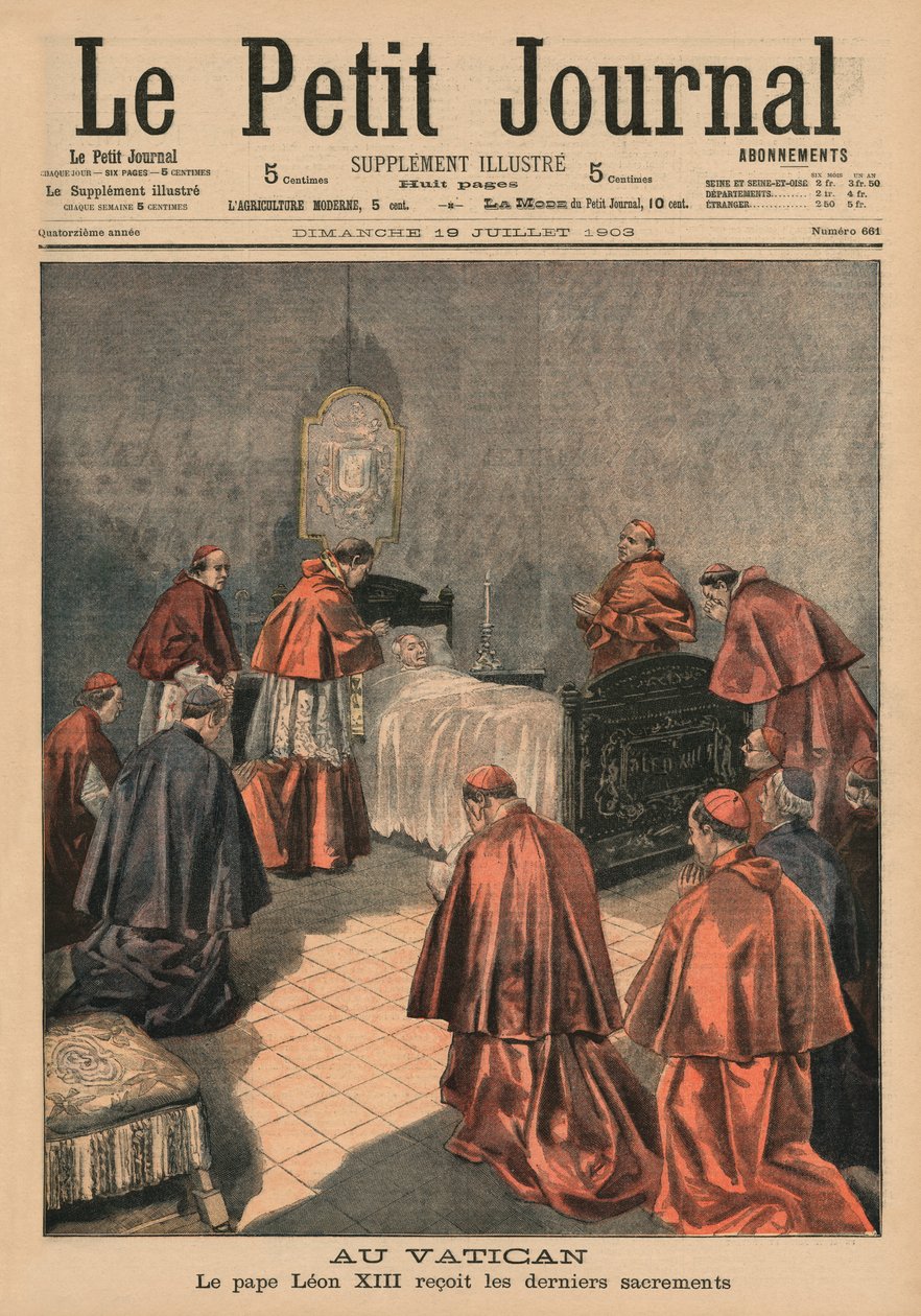 Al Vaticano, Papa Leone XIII riceve gli ultimi riti, illustrazione di copertina da 