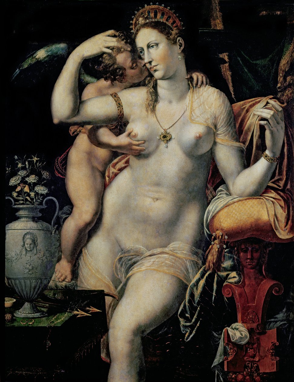 Cupido accarezza Venere da French School