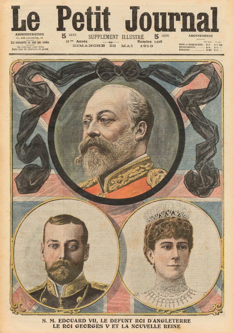 Morte di Re Edoardo VII, Re Giorgio V e Regina Maria, illustrazione da 