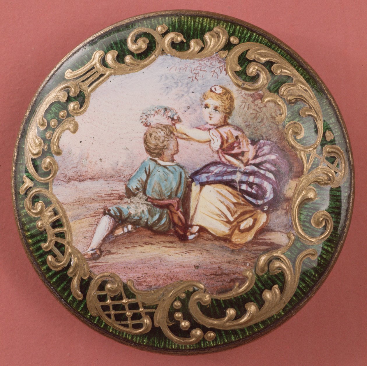 Bottone smaltato e dorato, francese (metà del XIX secolo) da French School