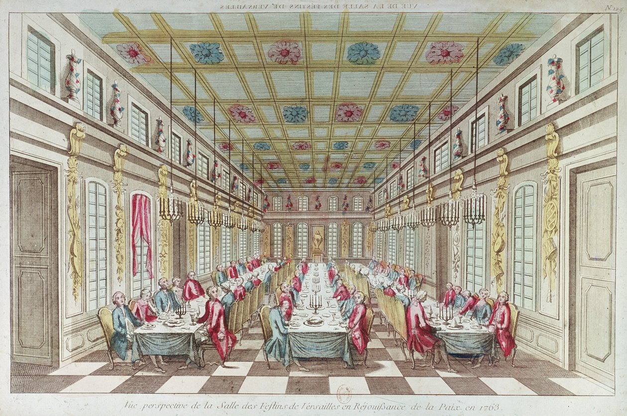 Festa data al Castello di Versailles in celebrazione della pace alla fine della Guerra dei sette anni, 1763 da French School