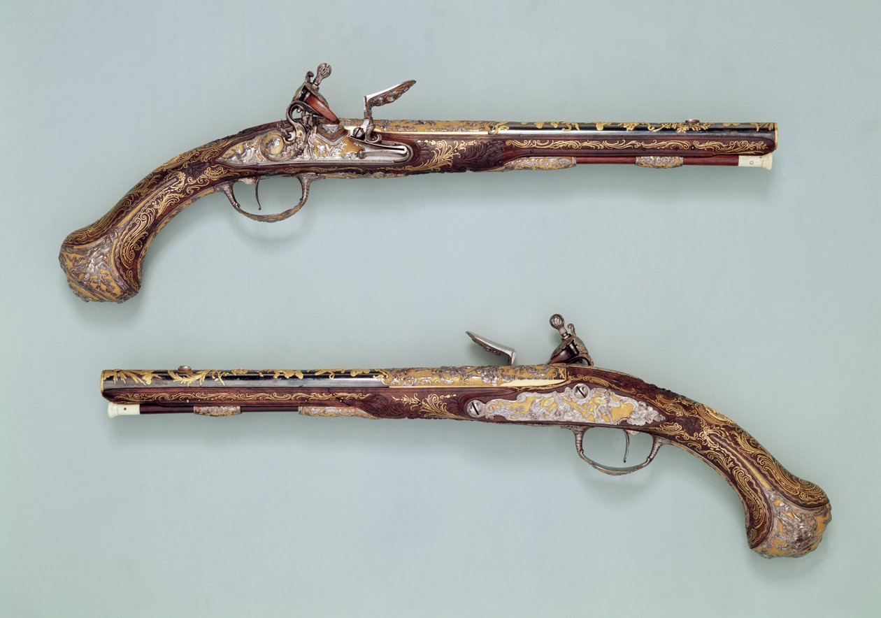 Pistole a pietra focaia, 1690 da French School