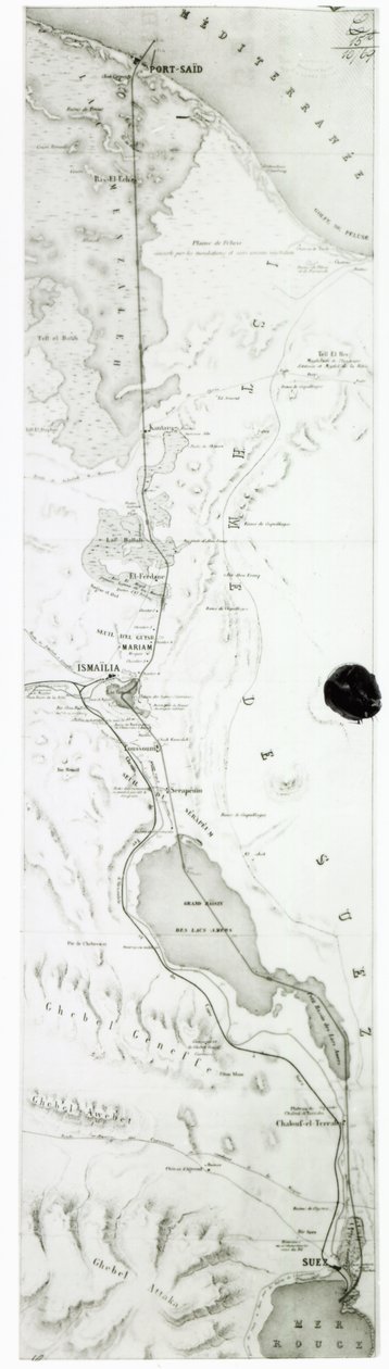 Mappa del Canale di Suez, c.1869 da French School
