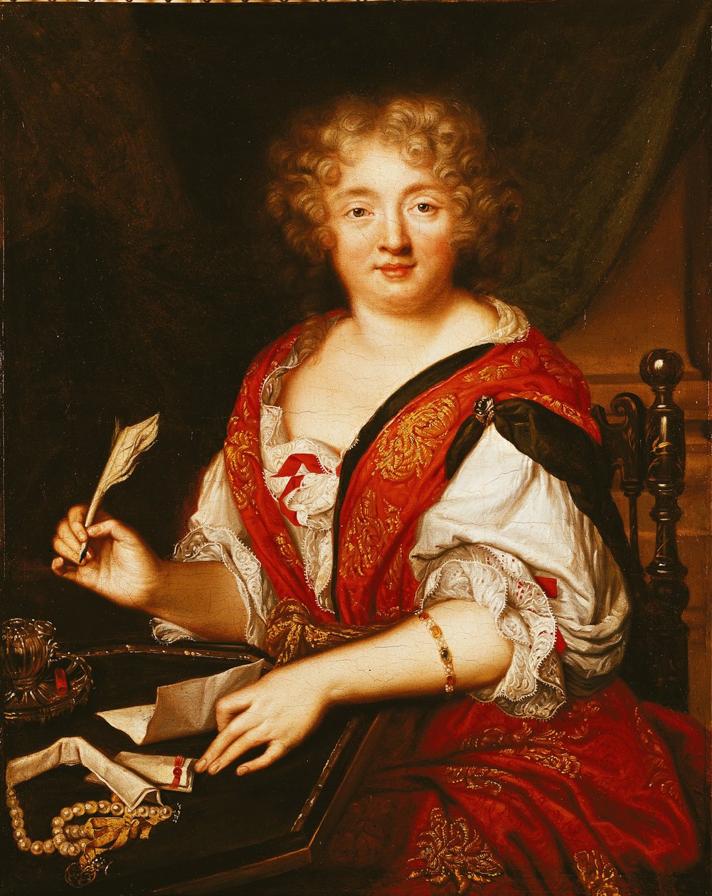 Ritratto di Madame de Sévigné mentre scrive da French School