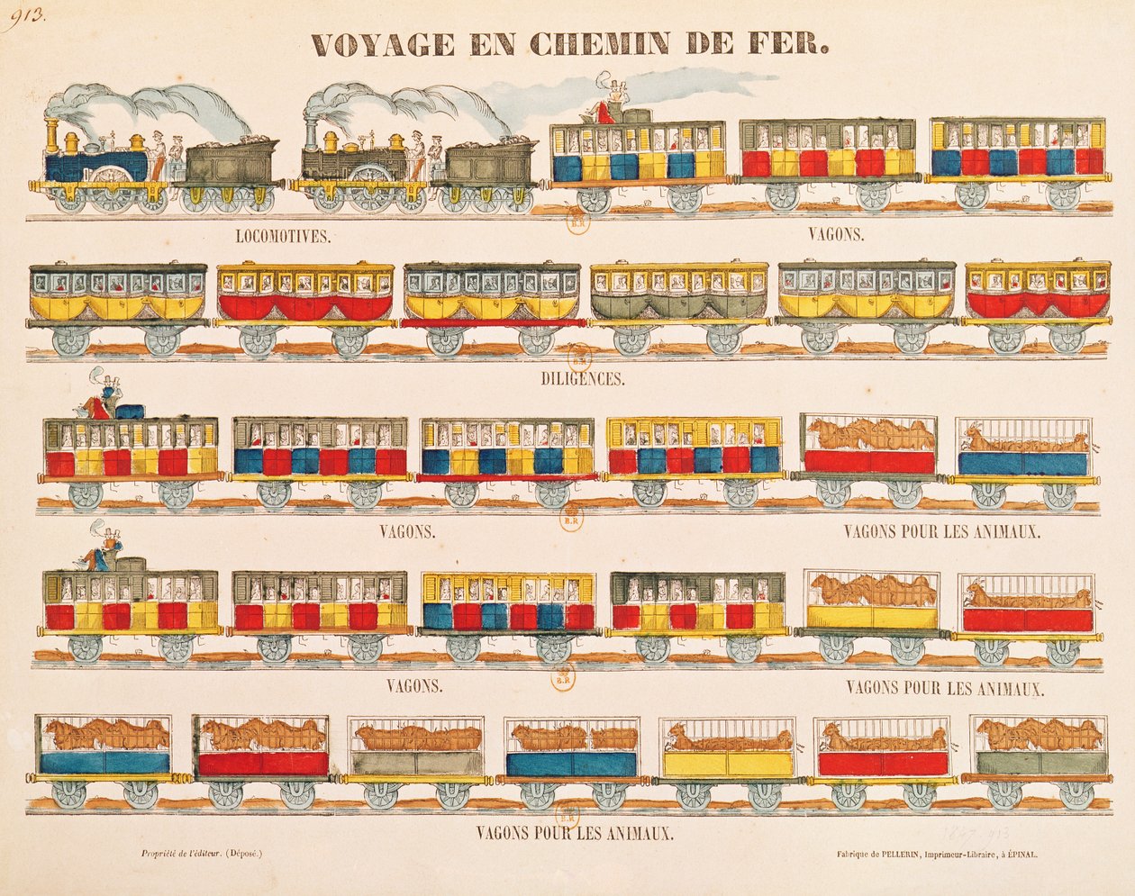 Viaggio in treno nel 1845 (dettaglio) da French School