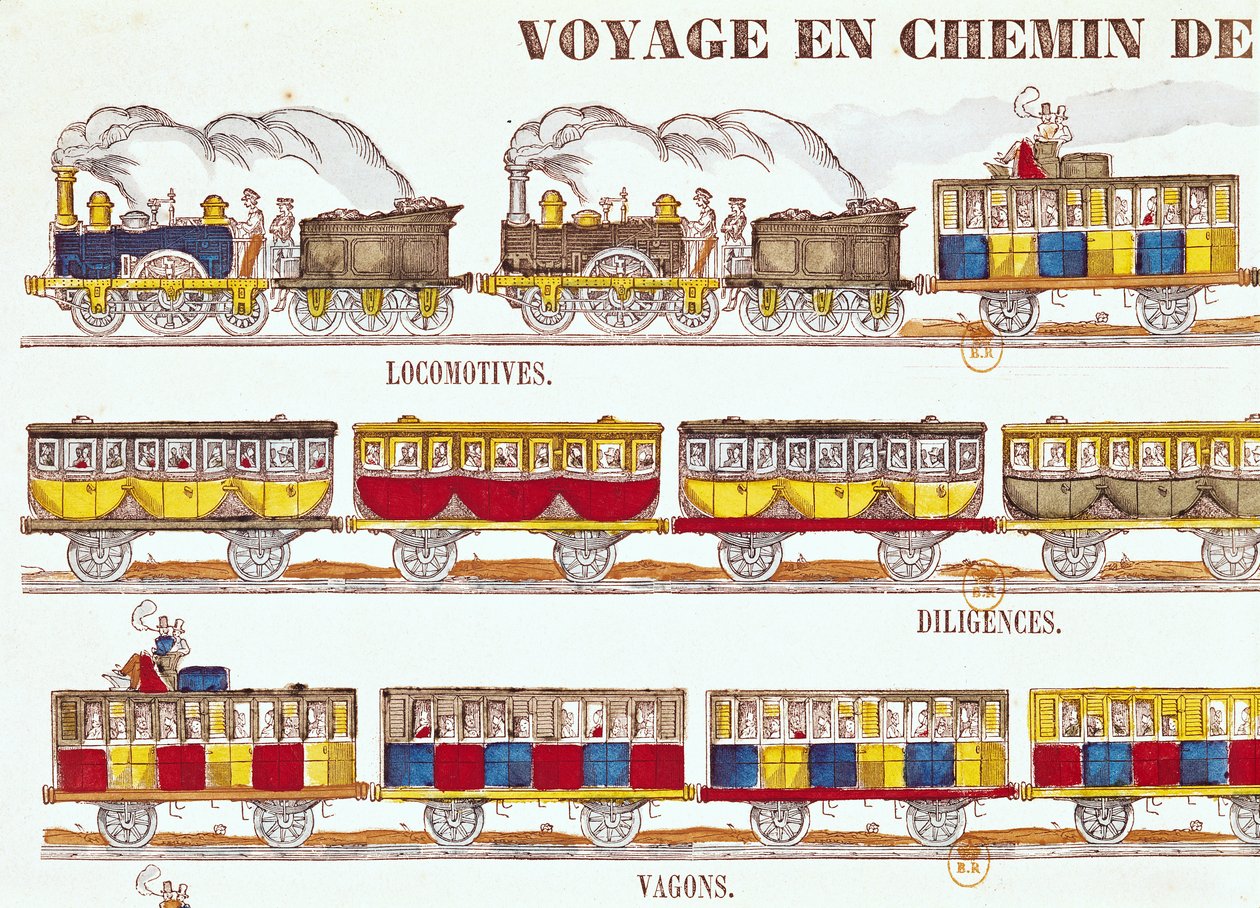 Viaggio in treno nel 1845 (dettaglio) da French School