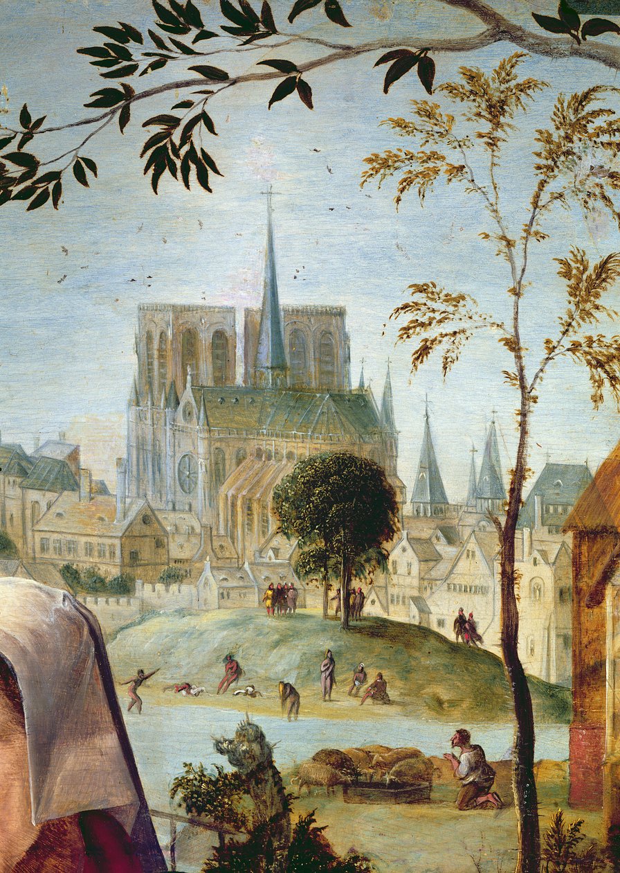 Pastore con gregge e bagnanti nel fiume Senna (dettaglio) da French School