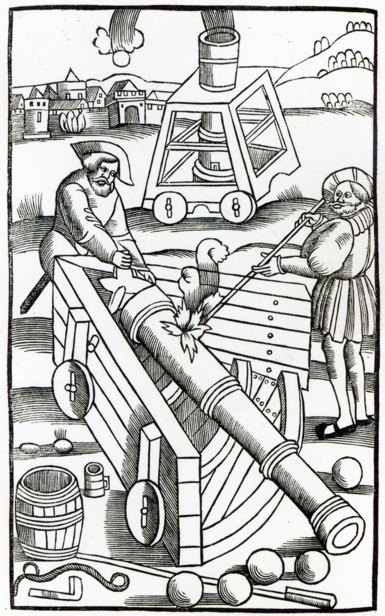 Soldati che sparano un cannone, illustrazione per 
