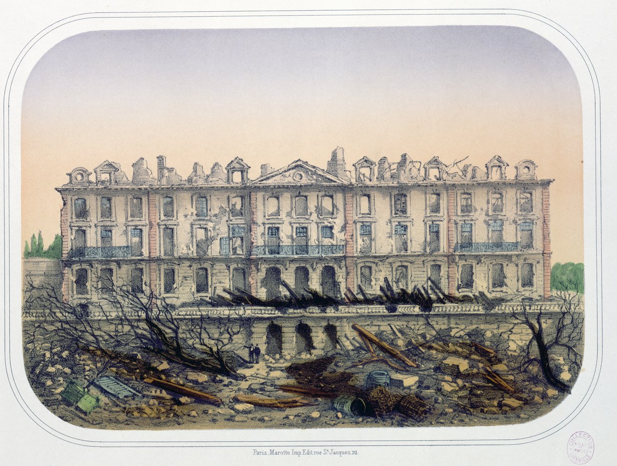 Il castello di Meudon bombardato dalle truppe prussiane nel 1870, c.1871 da French School