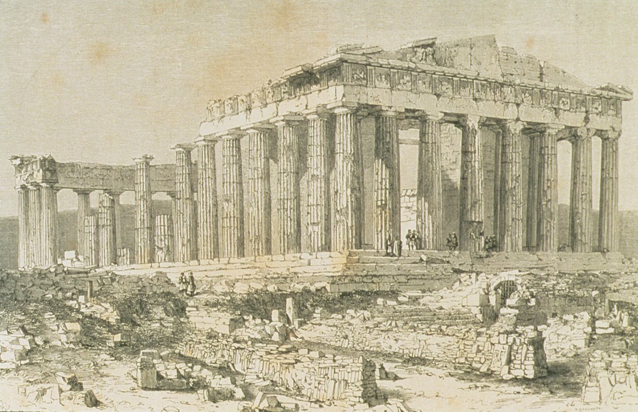 Il Partenone, Atene, negli anni 1860 da French School