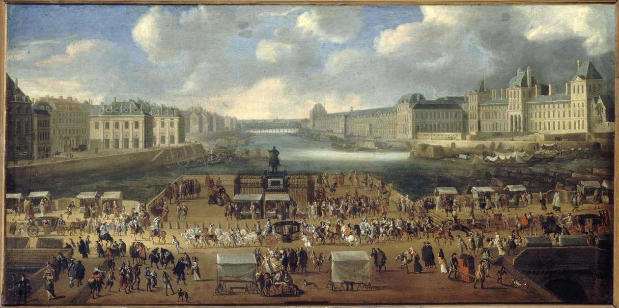Il Pont-Neuf con una processione, 1665-69 da French School