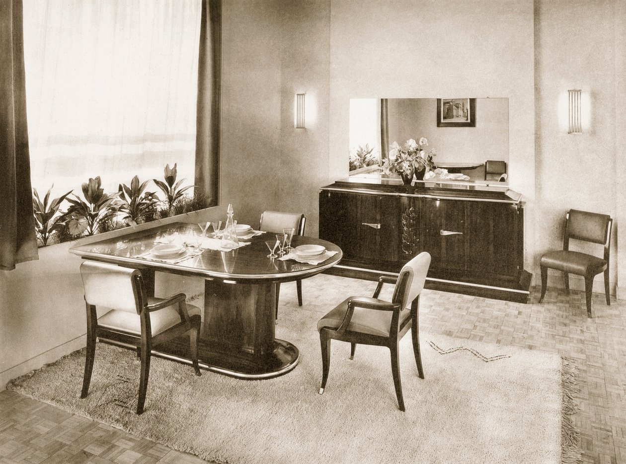 Sala da pranzo da Ensembles Mobiliers, pub. 1937 da French Photographer