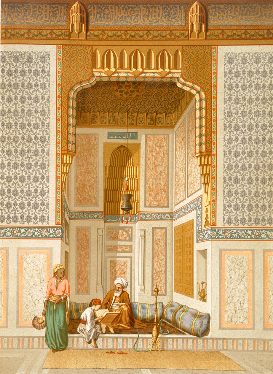 Moschea Bordeyny, Il Cairo (litografia a colori) da French School