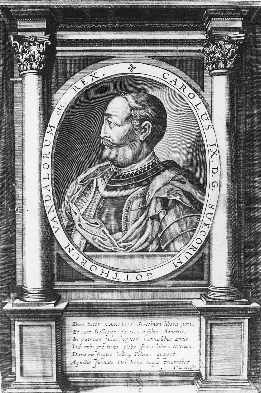 Carlo IX, Re di Svezia (incisione) da French School