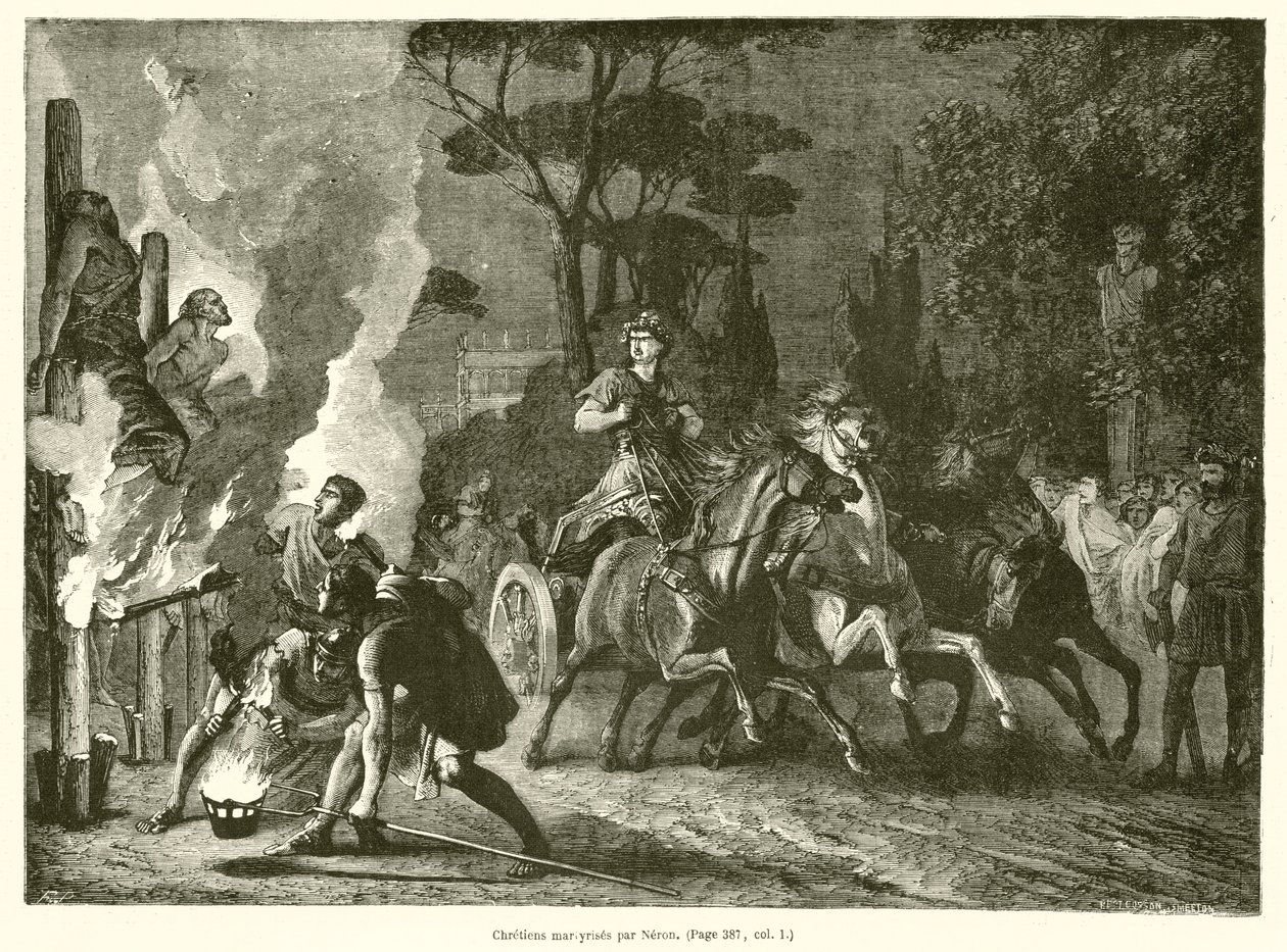 Cristiani sposati da Nerone (incisione) da French School