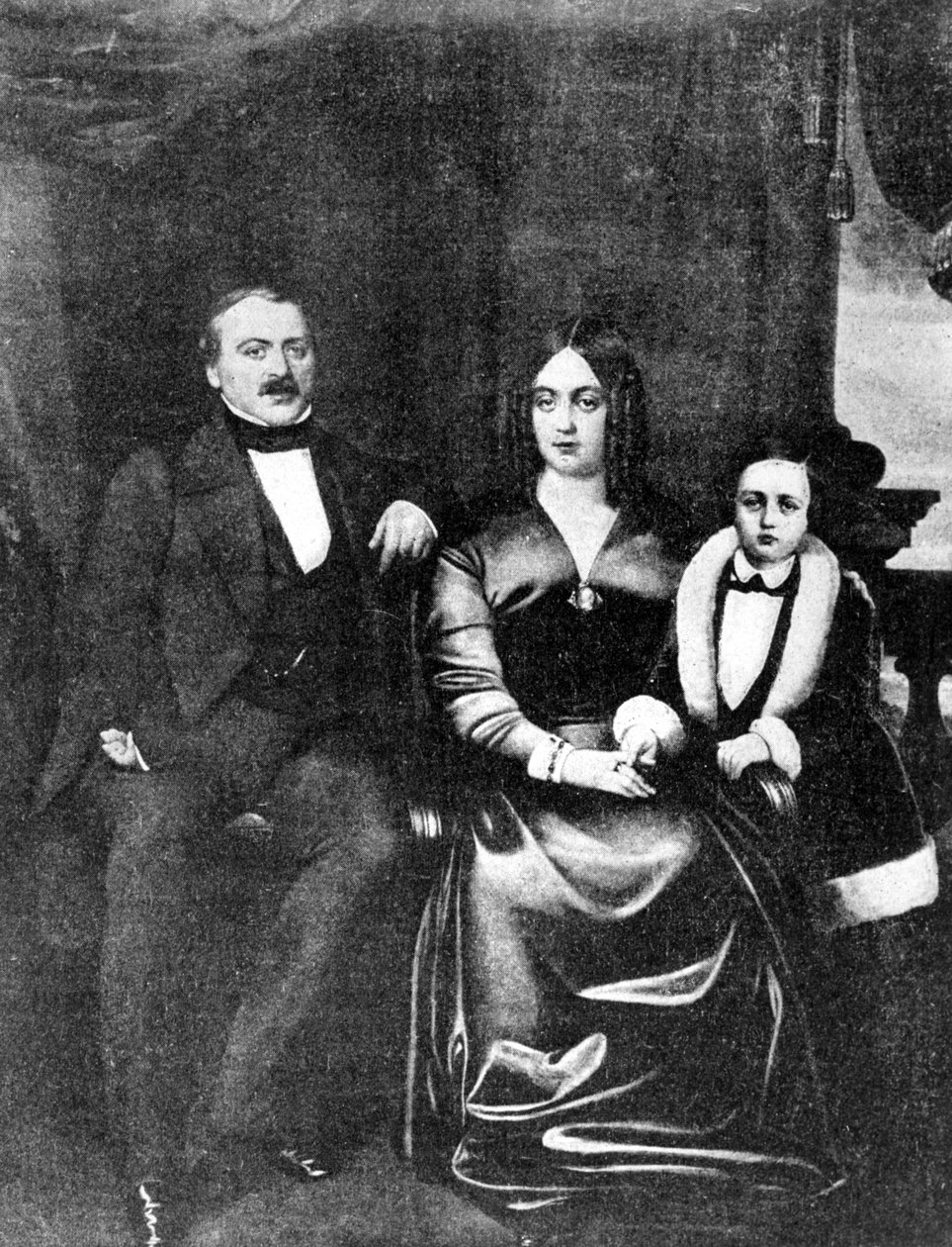 Emile Zola e i suoi genitori, c.1846 da French School