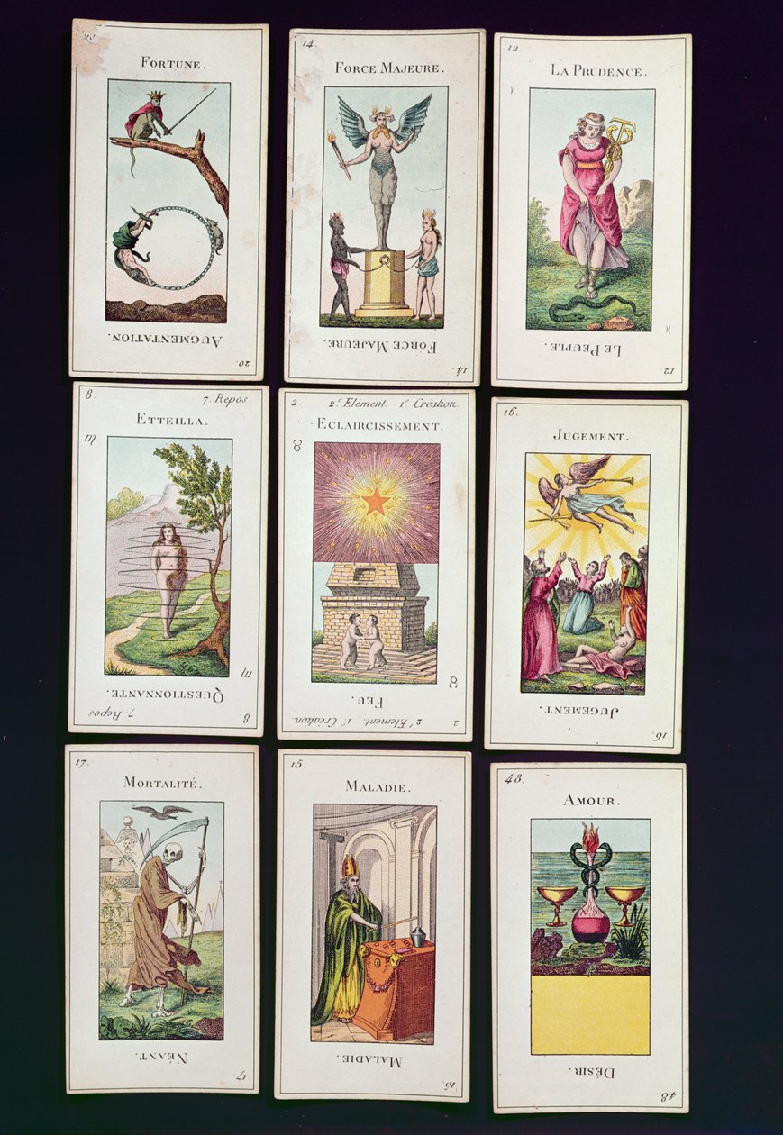 Carte dei Tarocchi di Etteilla da French School