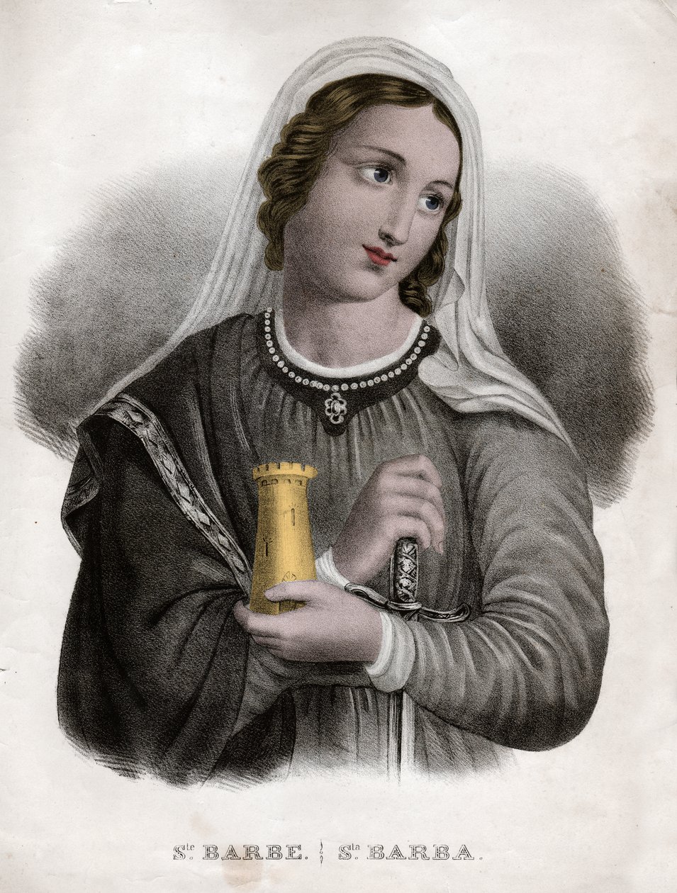 Santa Barba (incisione, ca. 1850) da French School