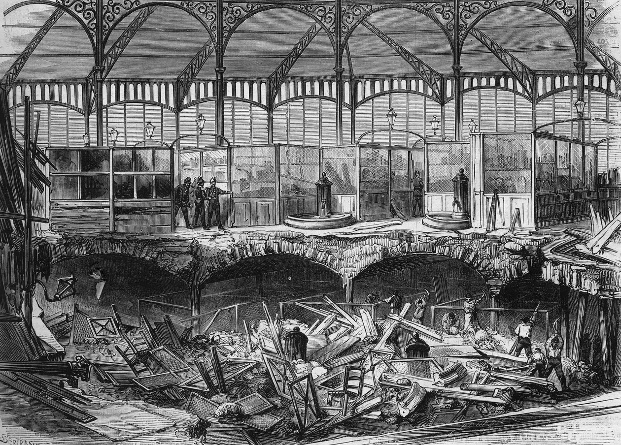 Incendio delle Halles centrali di Parigi da French School