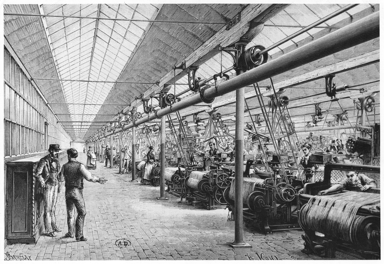 Tessitura industriale a Bagatelle, 1884 da French School