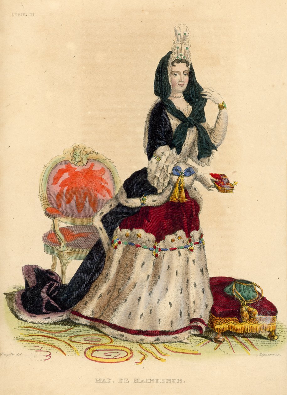 Madame de Maintenon (incisione colorata) da French School