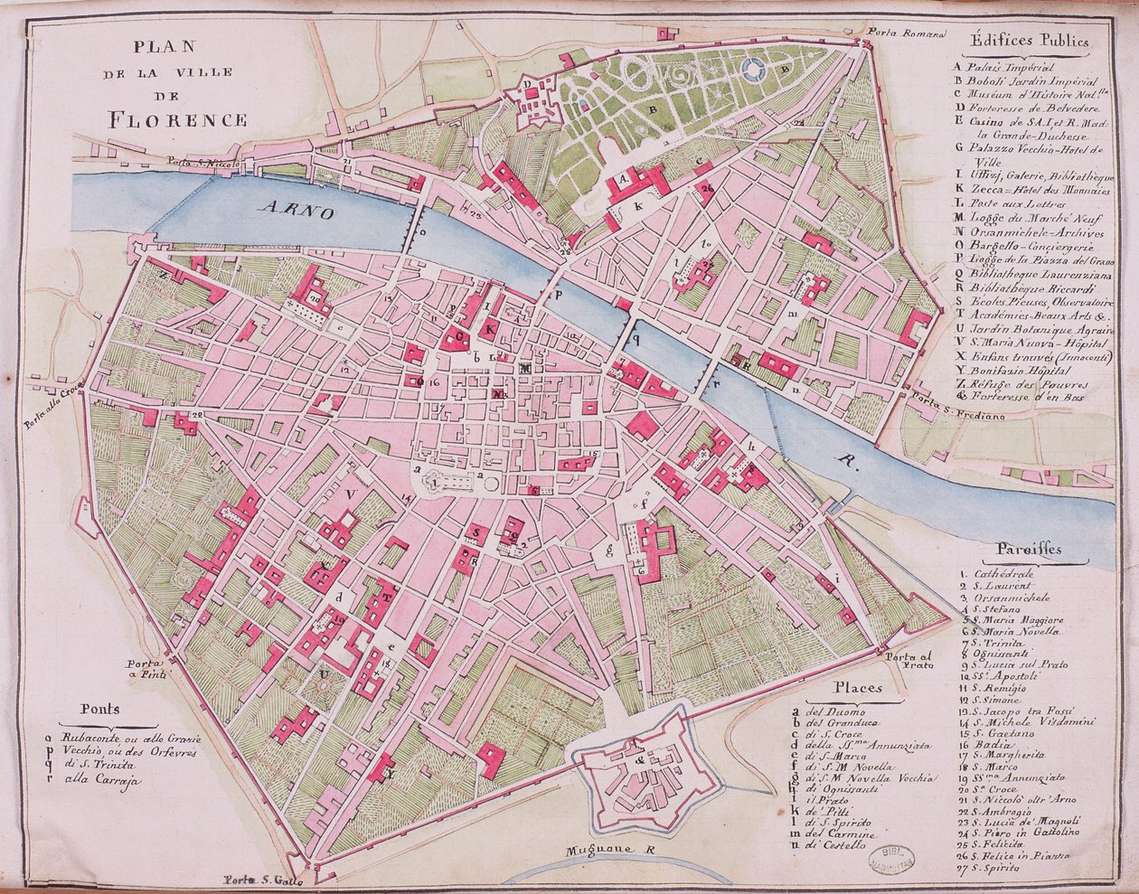 Mappa della città di Firenze da French School