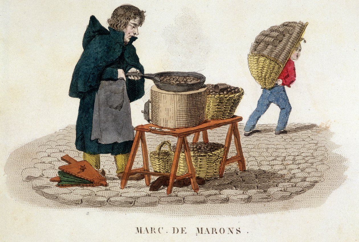 Venditore di castagne - incisione da French School