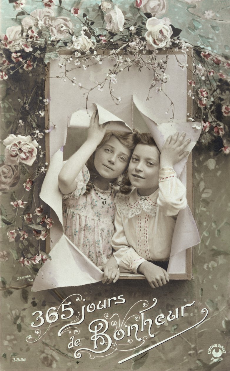 Biglietto di auguri di Capodanno, inizio XX secolo da French School
