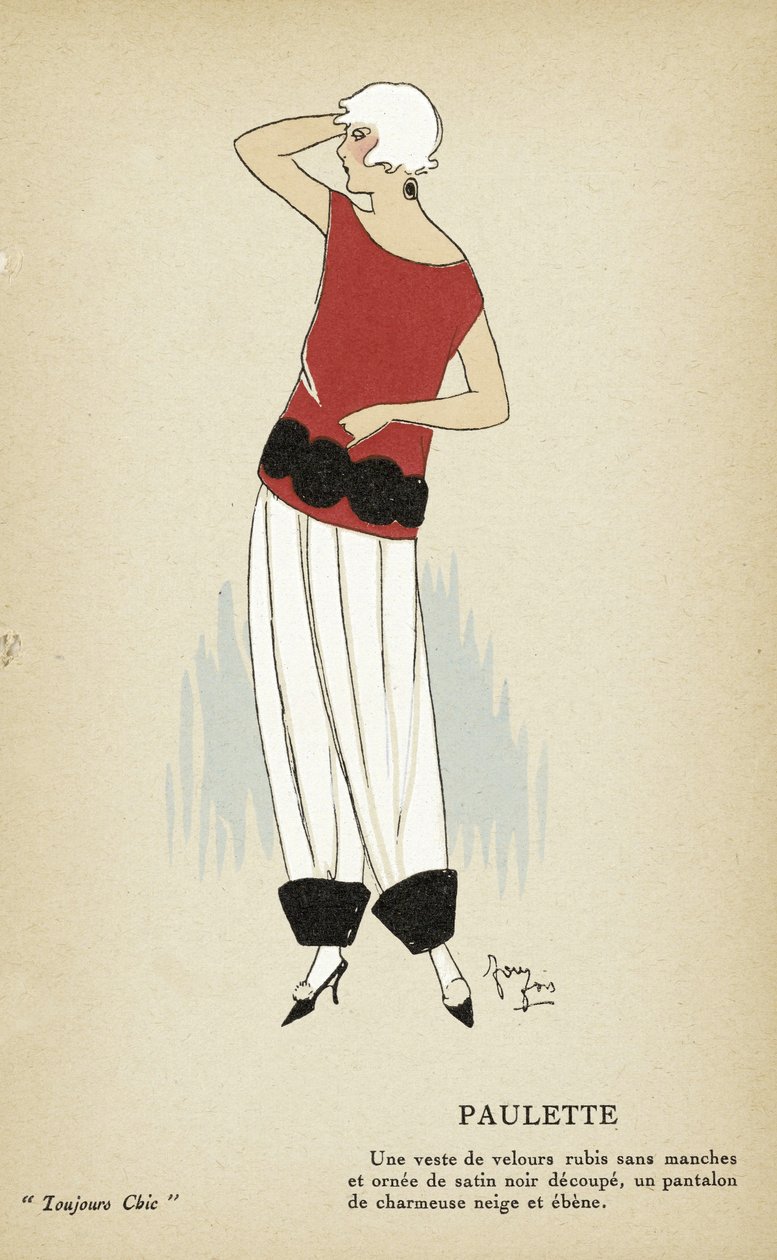 Paulette da Toujours Chic, pub.1921-22 (stampa a stencil) da French School