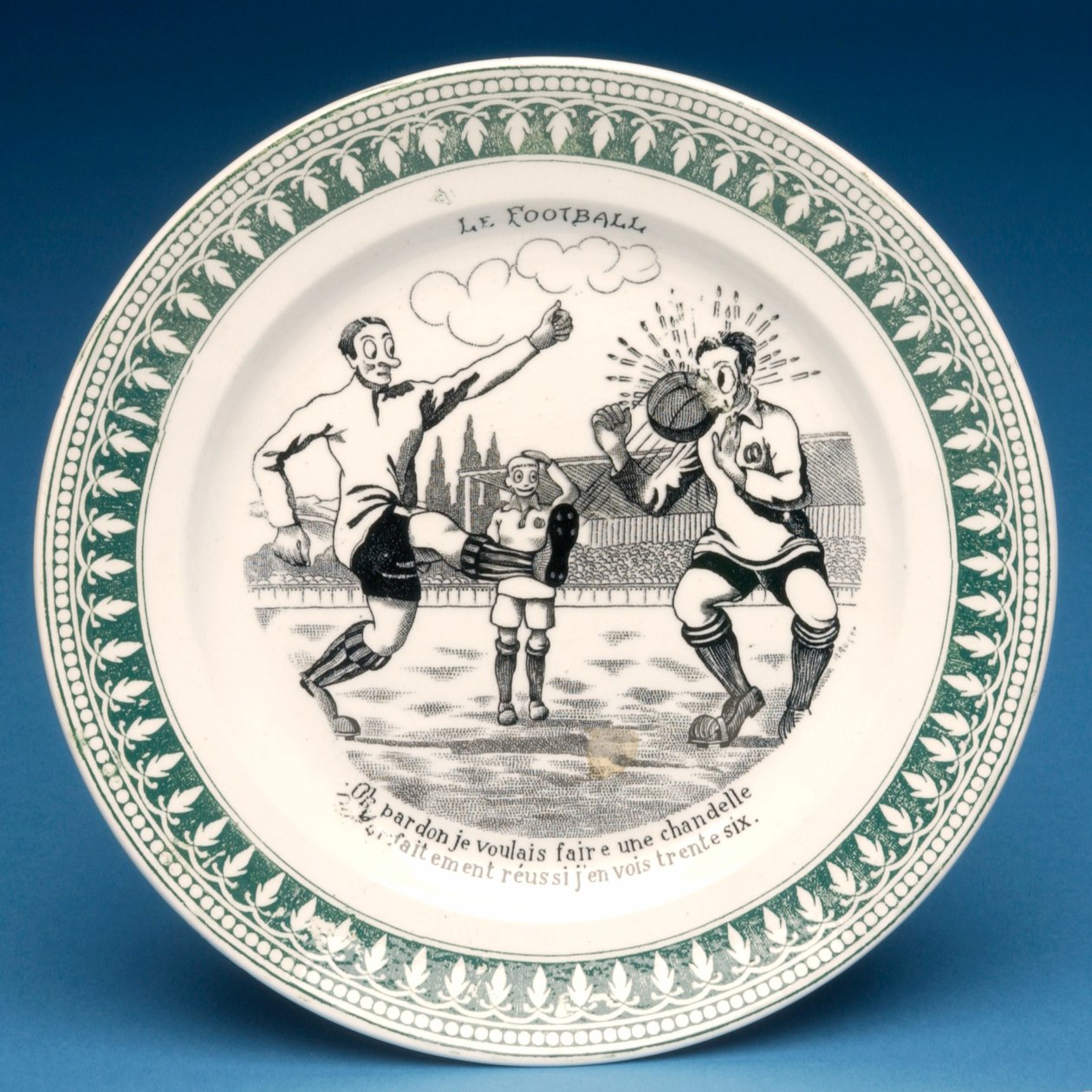 Piatto con scena di calcio (ceramica) da French School