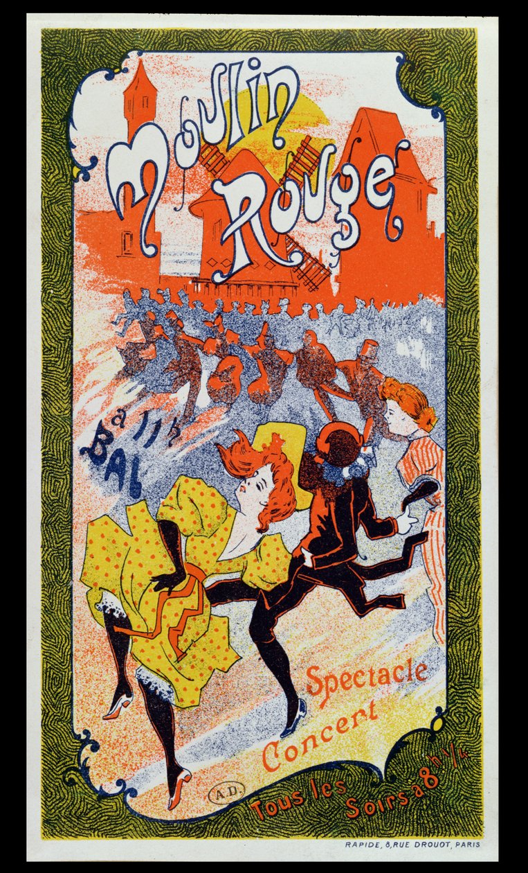 Poster pubblicitario del Moulin Rouge da French School