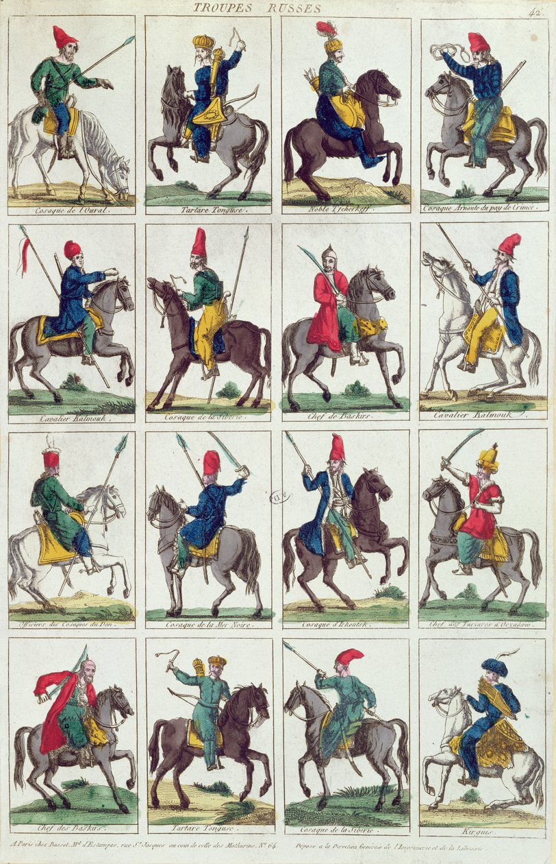 Unità regionali di cavalleria russa, c.1812-14 da French School