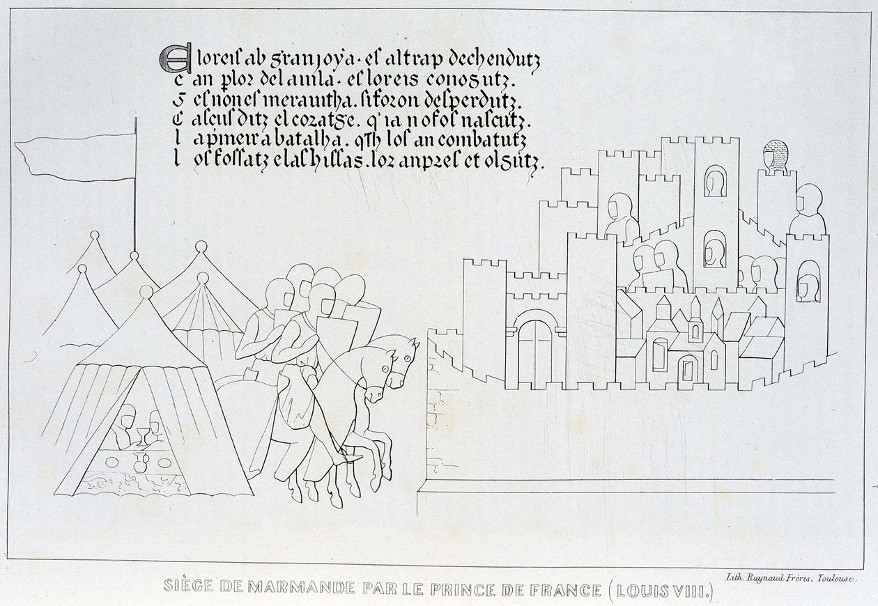 Assedio di Marmande da parte di Luigi VIII da French School