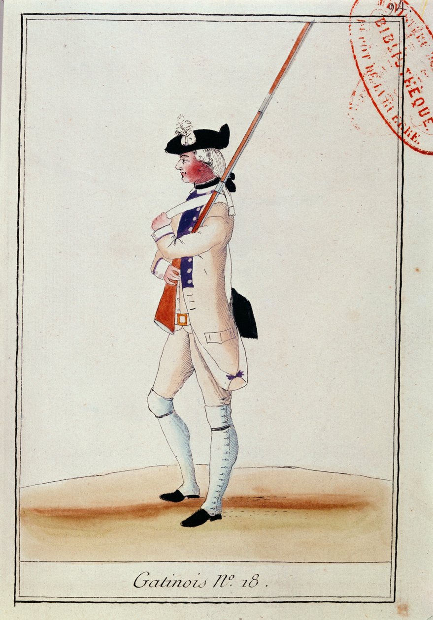 Soldato del Reggimento Granatieri Gatinois, c.1780 da French School