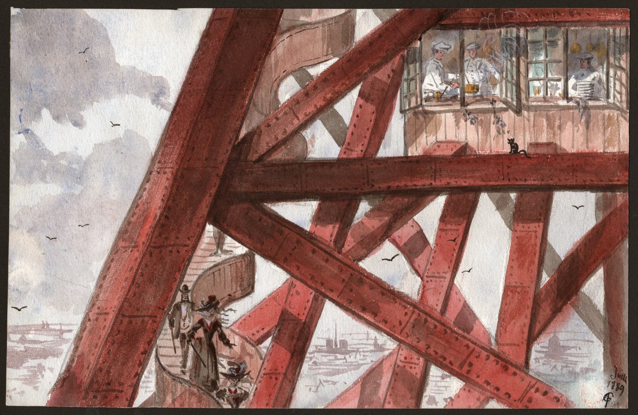 Turisti sulla Torre Eiffel (illustrazione) da French School